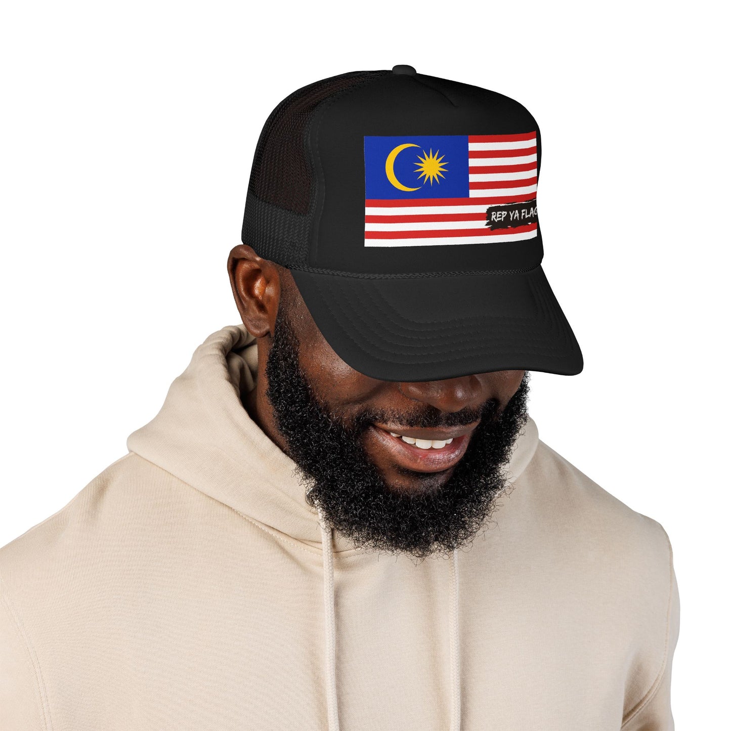 Malaysia Flag Foam Trucker Hat | Malaysian Pride Snapback Cap | Rep Ya Flag