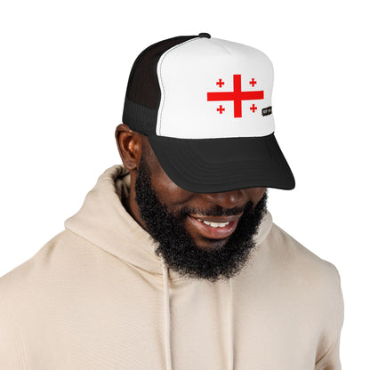 Georgia Flag Foam Trucker Hat | Georgian Pride Snapback Cap | Rep Ya Flag