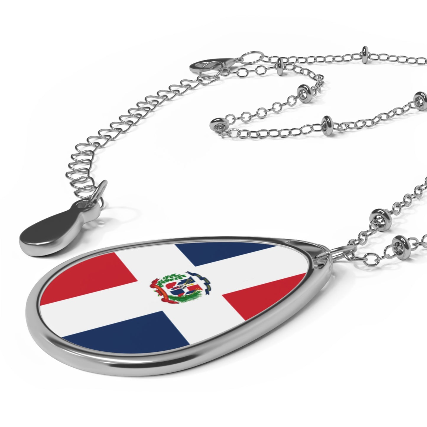 Dominican Republic Flag Oval Necklace | Dominican Heritage Pendant | Rep Ya Flag
