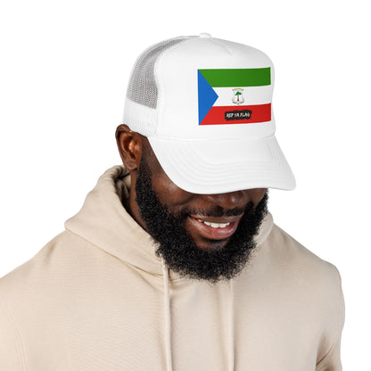 Equatorial Guinea Flag Foam Trucker Hat | Equatoguinean Pride Snapback Cap | Rep Ya Flag
