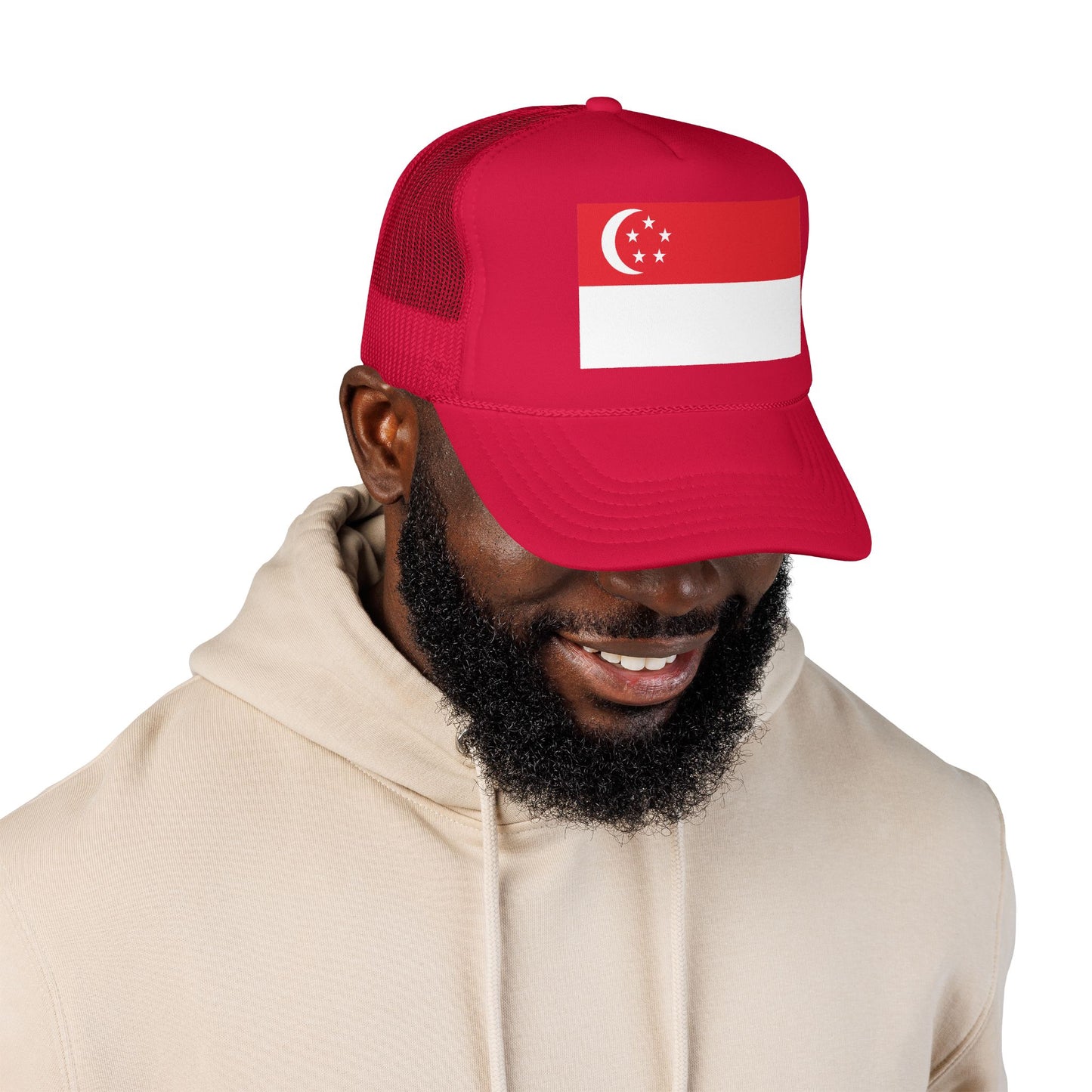 Singapore Flag Foam Trucker Hat | Singaporean Pride Snapback Cap | Rep Ya Flag