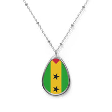 Sao Tome and Principe Flag Oval Necklace