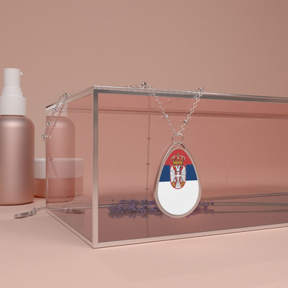 Serbia Flag Oval Necklace | Serbian Heritage Pendant | Rep Ya Flag