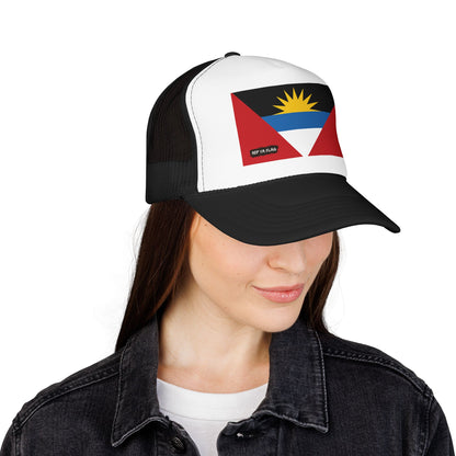 Antigua & Barbuda Flag Foam Trucker Hat | Caribbean Pride Snapback Cap | Rep Ya Flag