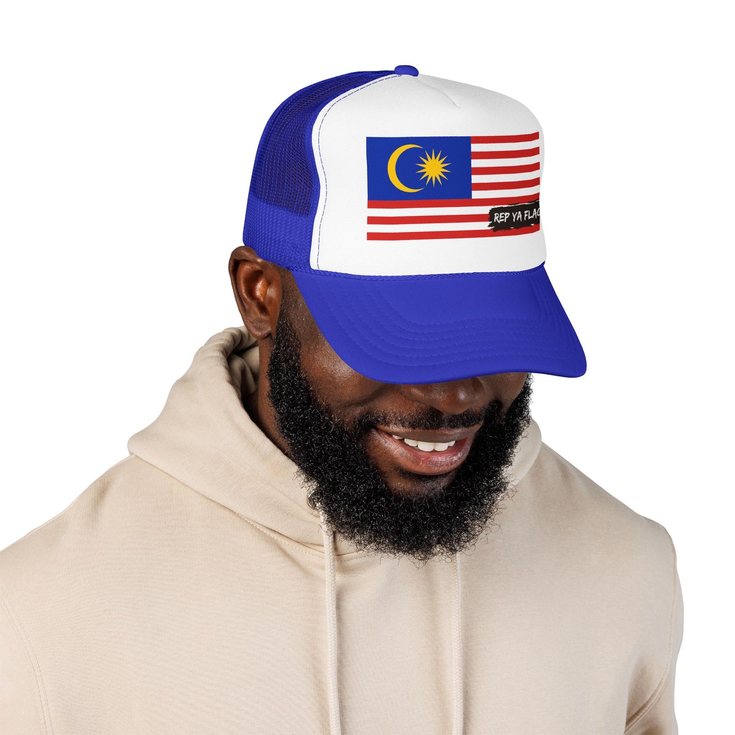 Malaysia Flag Foam Trucker Hat | Malaysian Pride Snapback Cap | Rep Ya Flag