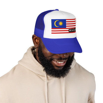 Malaysia Flag Foam Trucker Hat | Malaysian Pride Snapback Cap | Rep Ya Flag