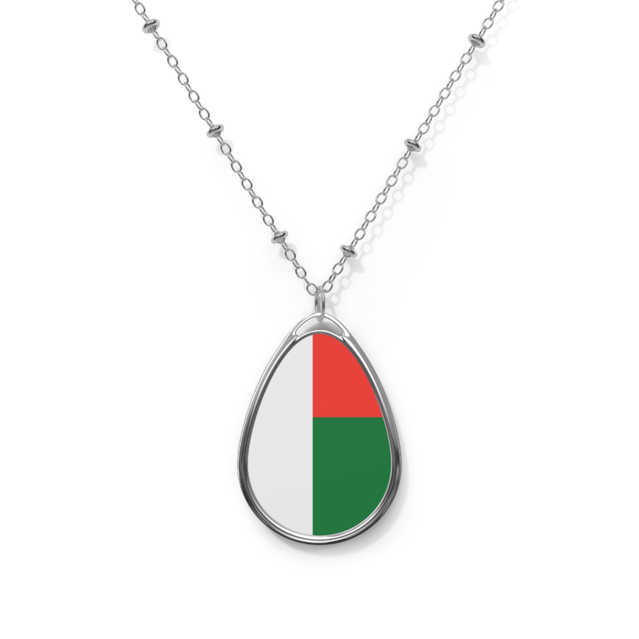 Madagascar Flag Oval Necklace | Malagasy Heritage Pendant | Rep Ya Flag