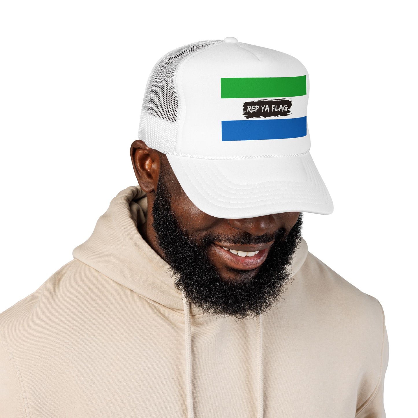 Sierra Leone Flag Foam Trucker Hat | Sierra Leonean Pride Snapback Cap | Rep Ya Flag