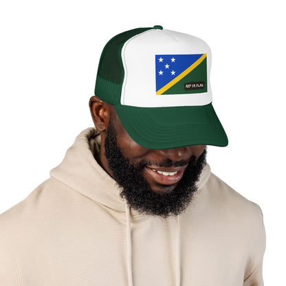 Solomon Islands Flag Foam Trucker Hat | Solomon Islander Pride Snapback Cap | Rep Ya Flag