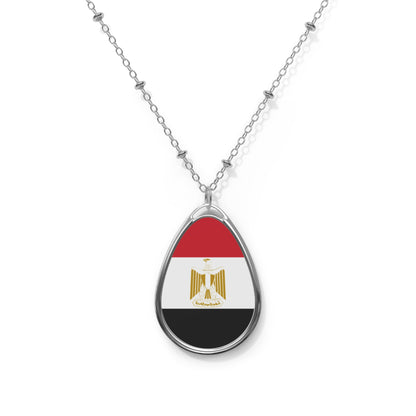 Egypt Flag Oval Necklace | Egyptian Heritage Pendant | Rep Ya Flag