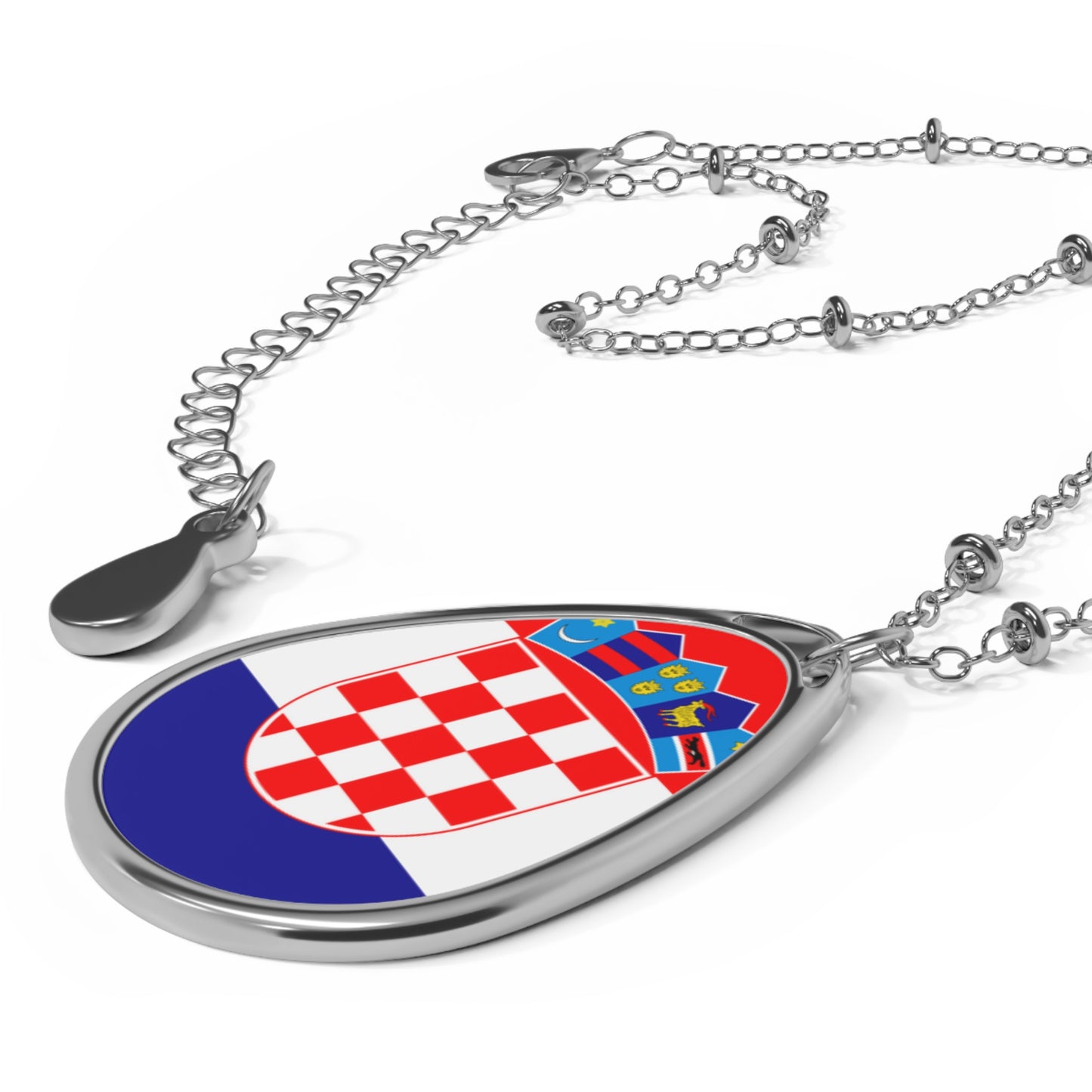 Croatia Flag Oval Necklace | Croatian Heritage Pendant | Rep Ya Flag