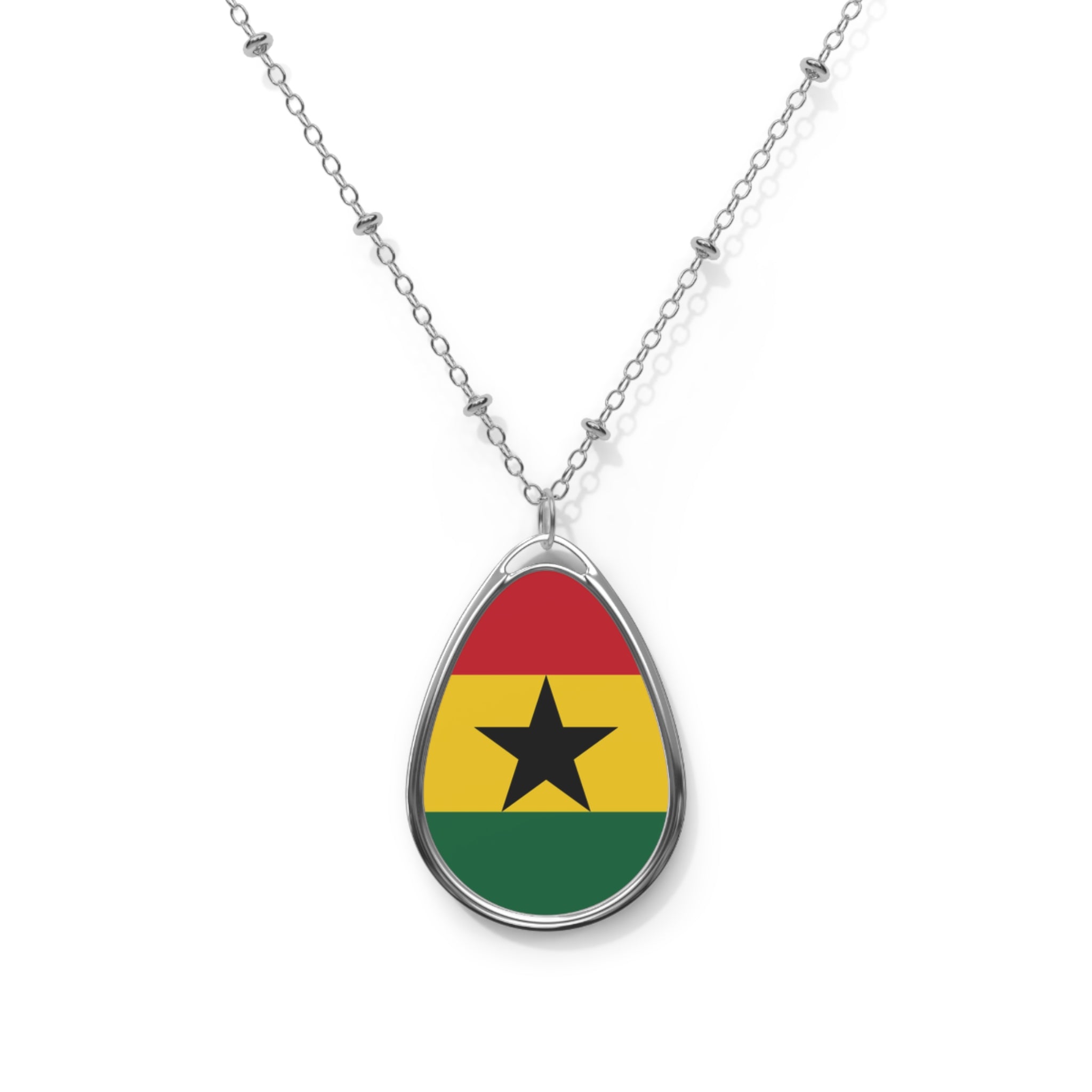 Ghana Flag Oval Necklace | Ghanaian Heritage Pendant | Rep Ya Flag