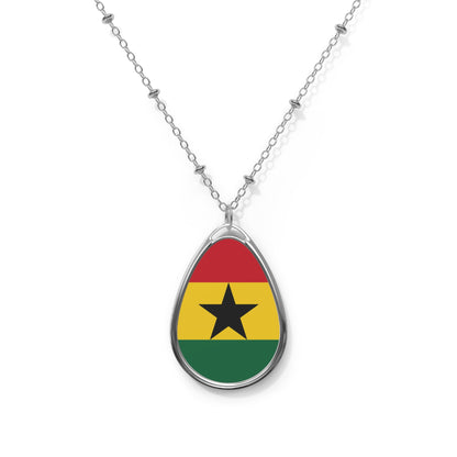 Ghana Flag Oval Necklace | Ghanaian Heritage Pendant | Rep Ya Flag