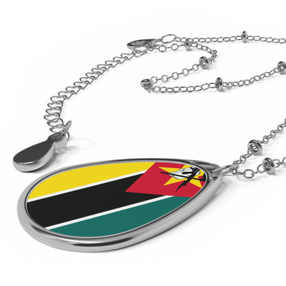 Mozambique Flag Oval Necklace | Mozambican Flag Pendant | Heritage Jewelry | Cultural Gift | Rep Ya Flag