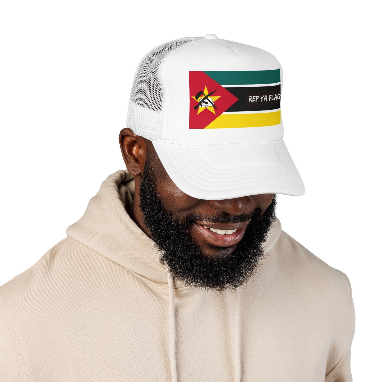 Mozambique Flag Foam Trucker Hat | Mozambican Pride Snapback Cap | Rep Ya Flag