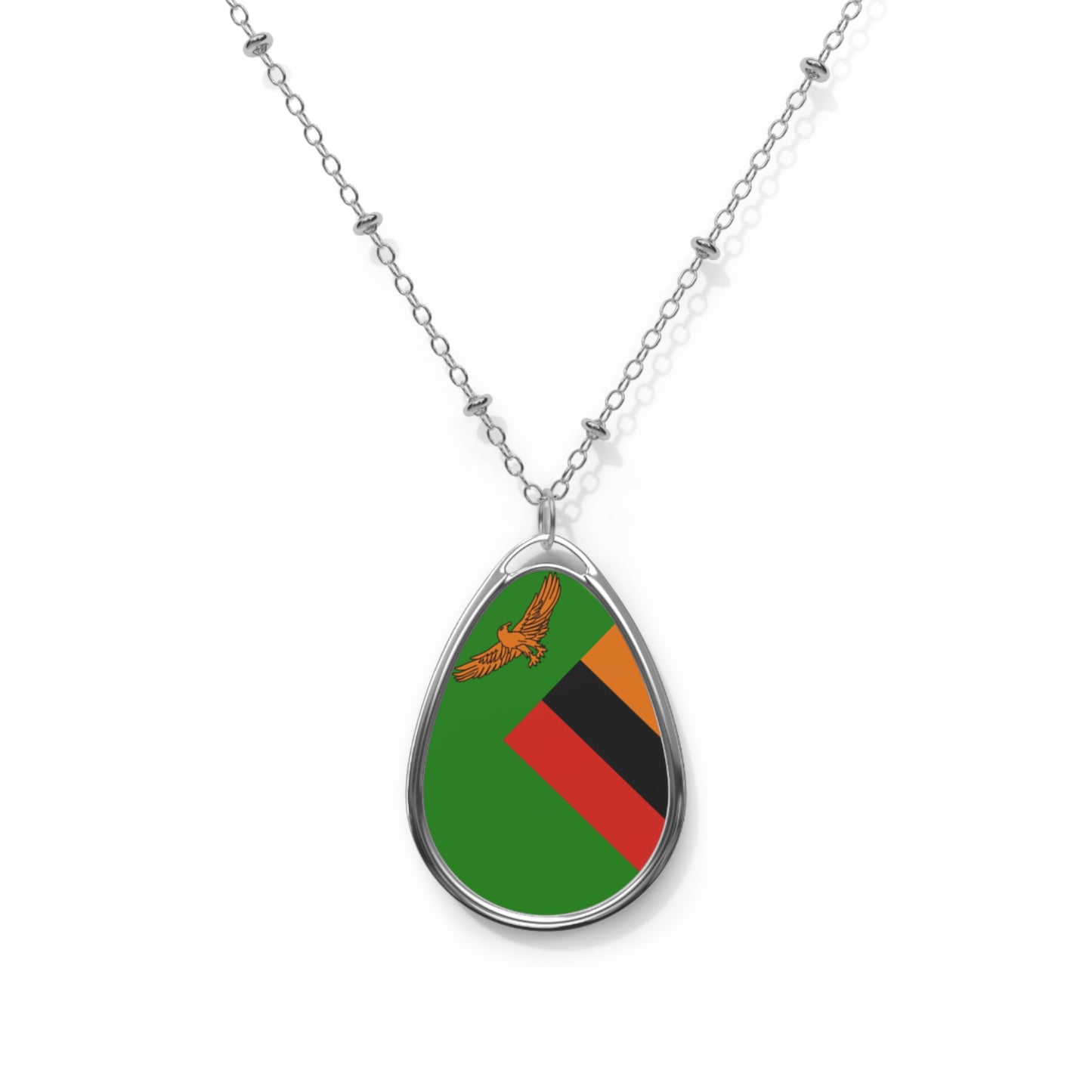 Zambia Flag Oval Necklace Custom Pendant for Patriotic Gifts Mother's Day Father's Day Christmas Birthdays Cultural Events Holidays