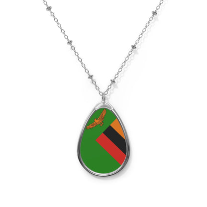 Zambia Flag Oval Necklace Custom Pendant for Patriotic Gifts Mother's Day Father's Day Christmas Birthdays Cultural Events Holidays