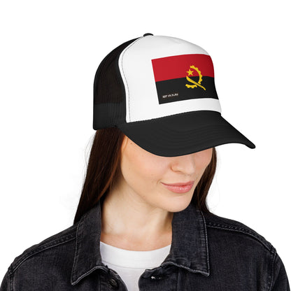 Angola Flag Foam Trucker Hat | Angolan Pride Snapback Cap | Rep Ya Flag