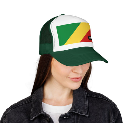 Republic of the Congo Flag Foam Trucker Hat | Congolese Pride Snapback Cap | Rep Ya Flag