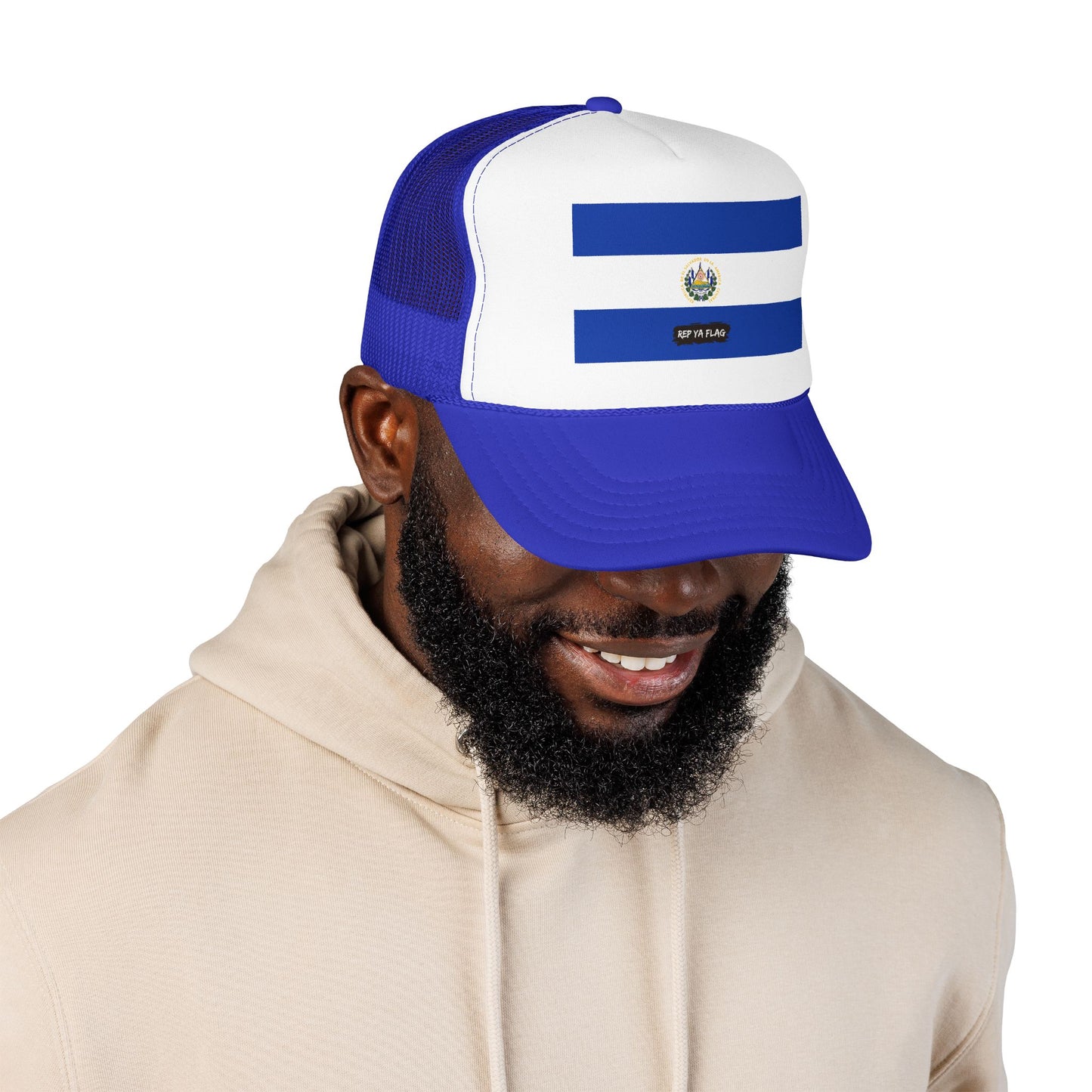 El Salvador Flag Foam Trucker Hat | Salvadoran Pride Snapback Cap | Rep Ya Flag