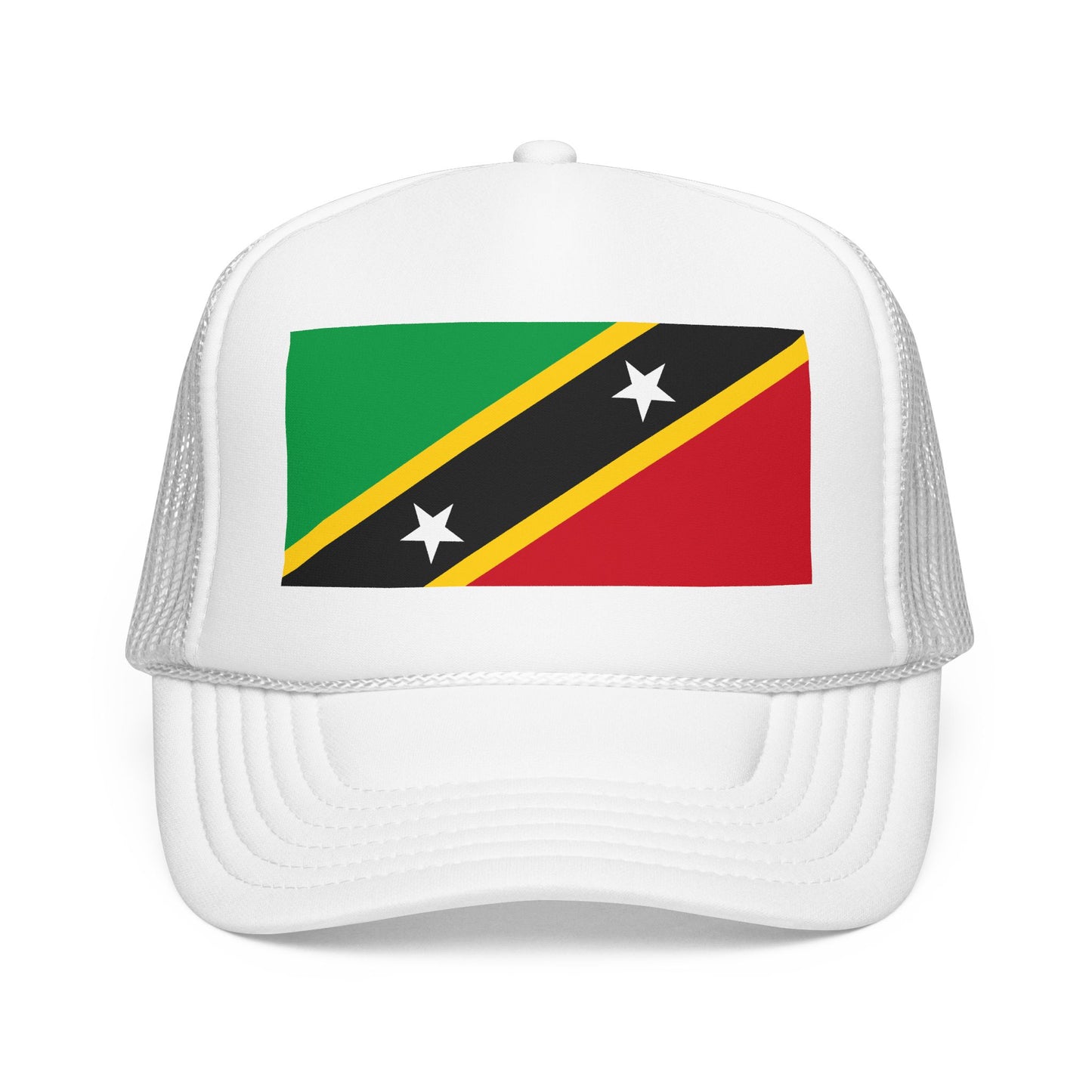 Saint Kitts and Nevis Flag Foam Trucker Hat | Kittitian & Nevisian Pride Snapback Cap | Rep Ya Flag