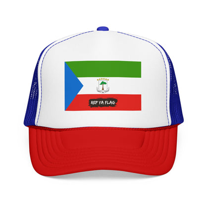 Equatorial Guinea Flag Foam Trucker Hat | Equatoguinean Pride Snapback Cap | Rep Ya Flag