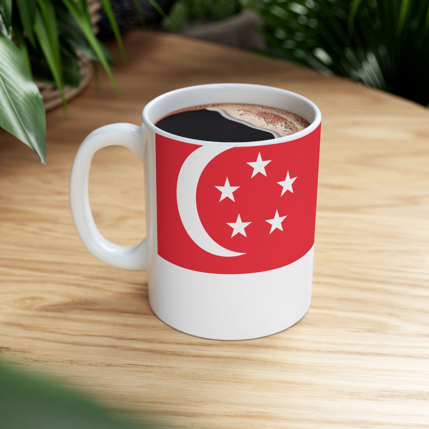 Singapore Flag Coffee Mug 11oz & 15oz | Singaporean Heritage Ceramic Coffee Tea Mug | Rep Ya Flag