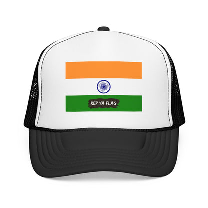 India Flag Foam Trucker Hat | Indian Pride Snapback Cap | Rep Ya Flag