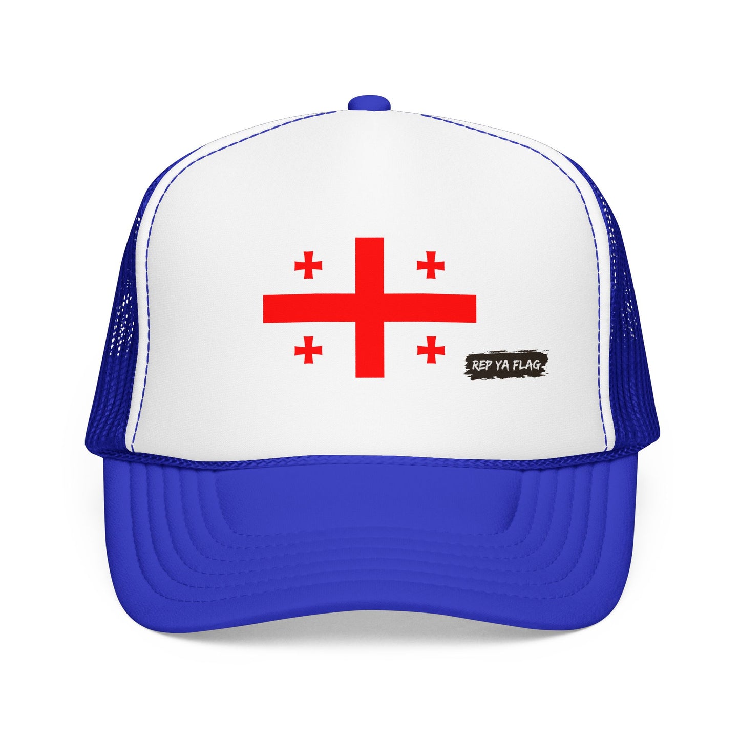 Georgia Flag Foam Trucker Hat | Georgian Pride Snapback Cap | Rep Ya Flag