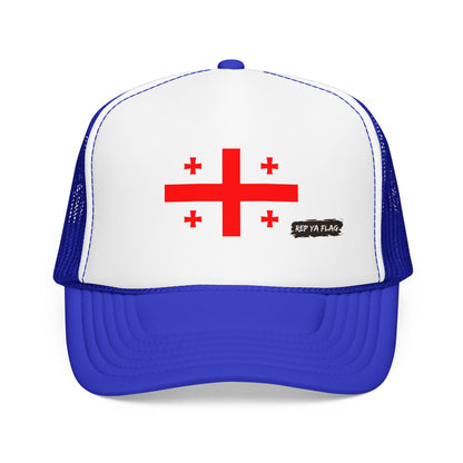 Georgia Flag Foam Trucker Hat | Georgian Pride Snapback Cap | Rep Ya Flag