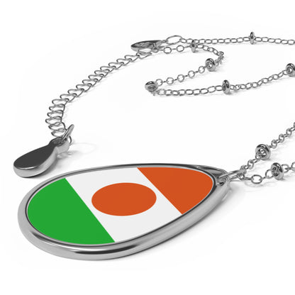 Niger Flag Oval Necklace | Nigerien Flag Pendant | Heritage Jewelry | Cultural Gift | Rep Ya Flag