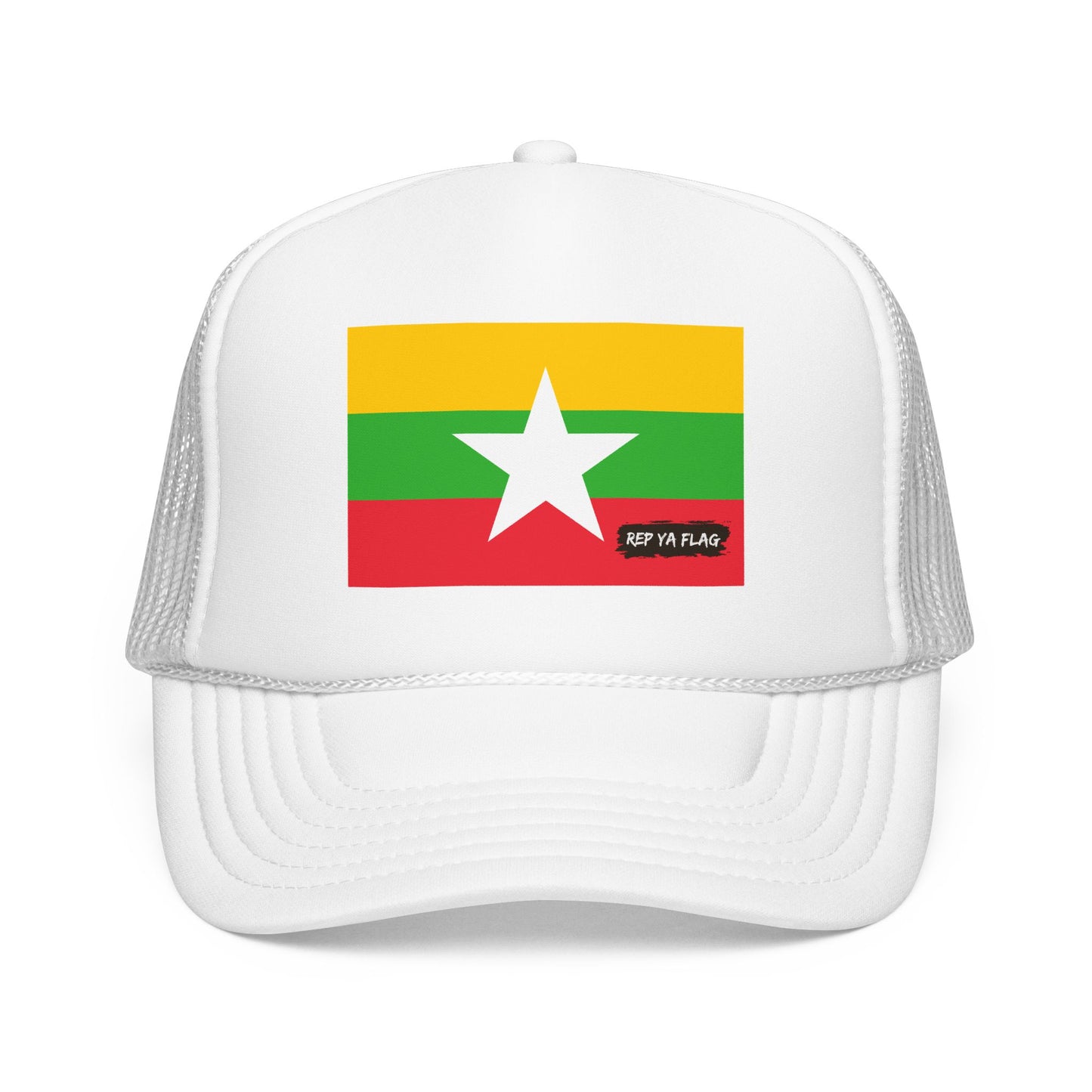 Myanmar Flag Foam Trucker Hat | Burmese Pride Snapback Cap | Rep Ya Flag