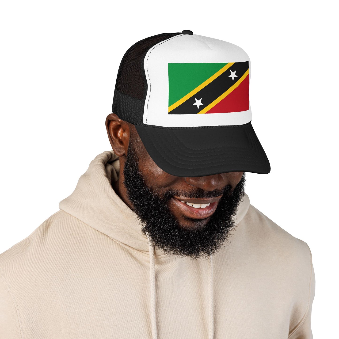 Saint Kitts and Nevis Flag Foam Trucker Hat | Kittitian & Nevisian Pride Snapback Cap | Rep Ya Flag