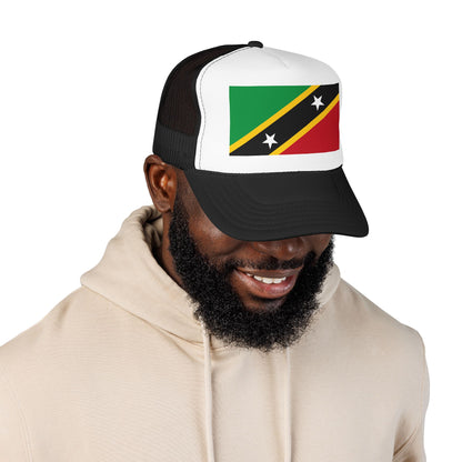 Saint Kitts and Nevis Flag Foam Trucker Hat | Kittitian & Nevisian Pride Snapback Cap | Rep Ya Flag