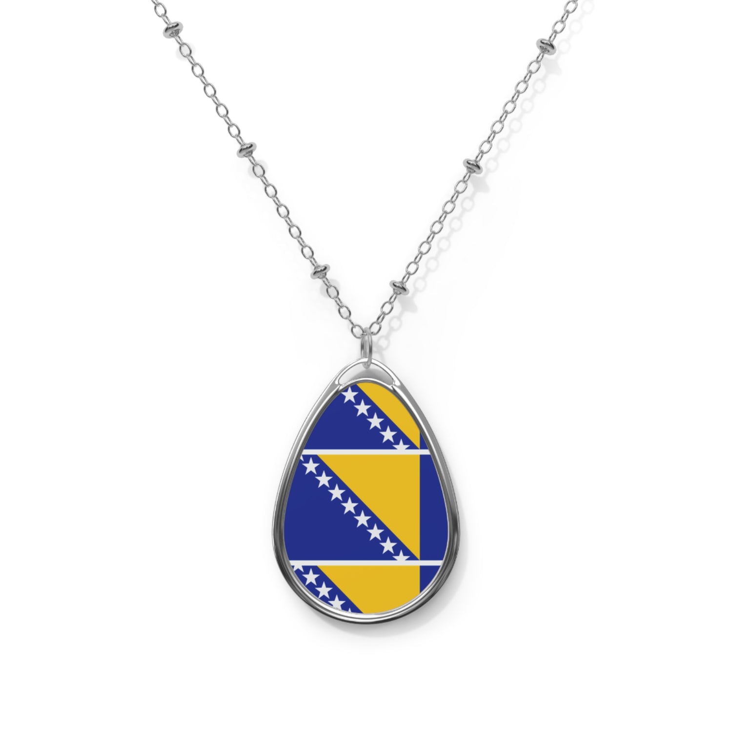 Bosnia and Herzegovina Flag Oval Necklace | Bosnian Heritage Pendant | Rep Ya Flag