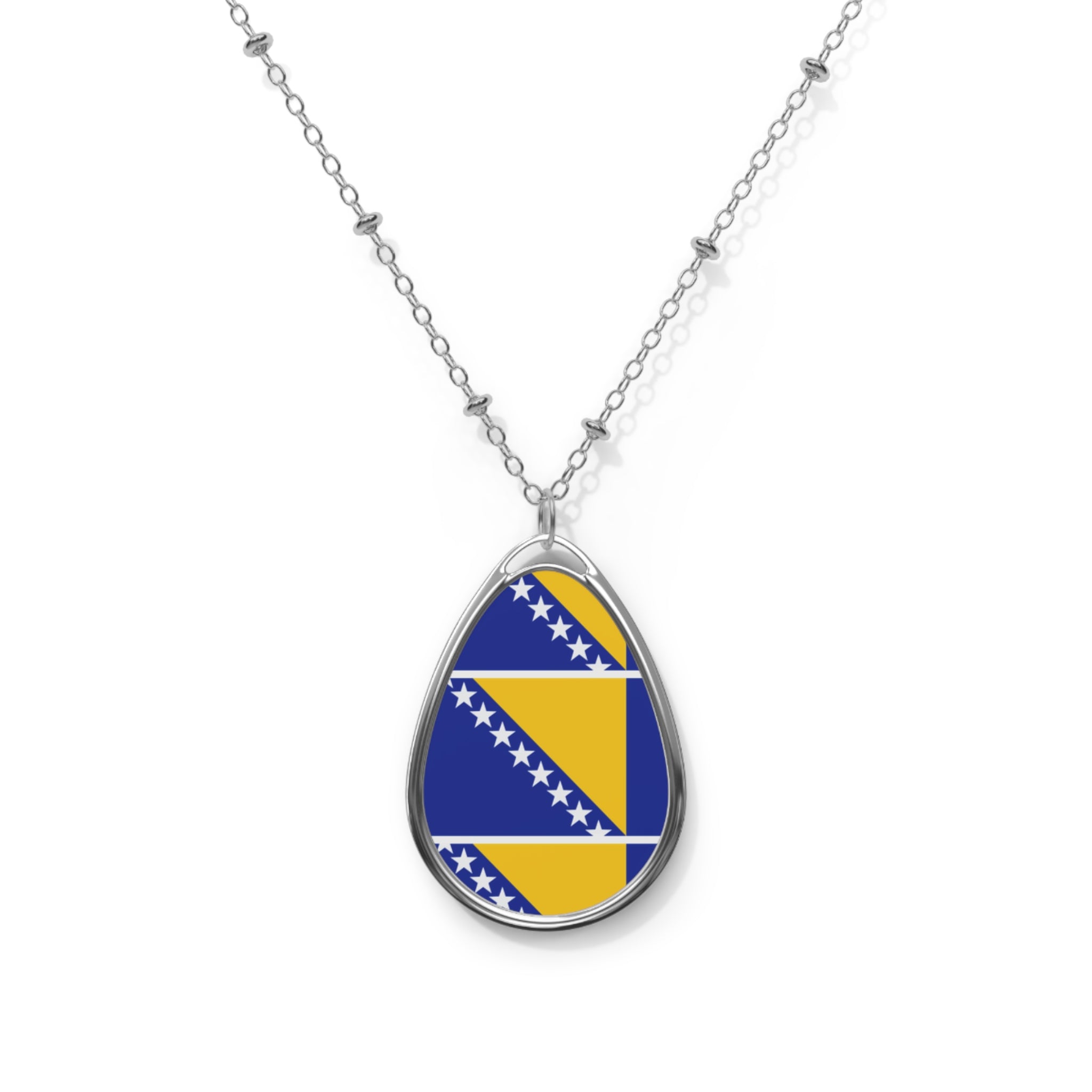 Bosnia and Herzegovina Flag Oval Necklace | Bosnian Heritage Pendant | Rep Ya Flag