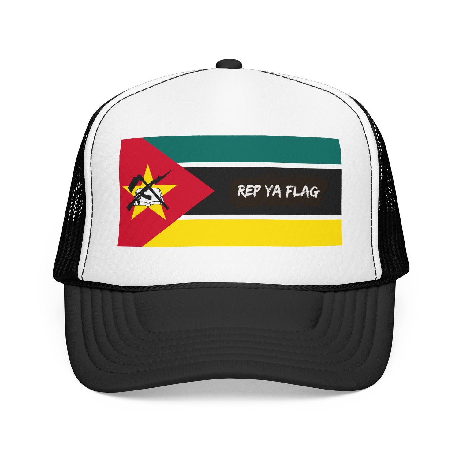 Mozambique Flag Foam Trucker Hat | Mozambican Pride Snapback Cap | Rep Ya Flag
