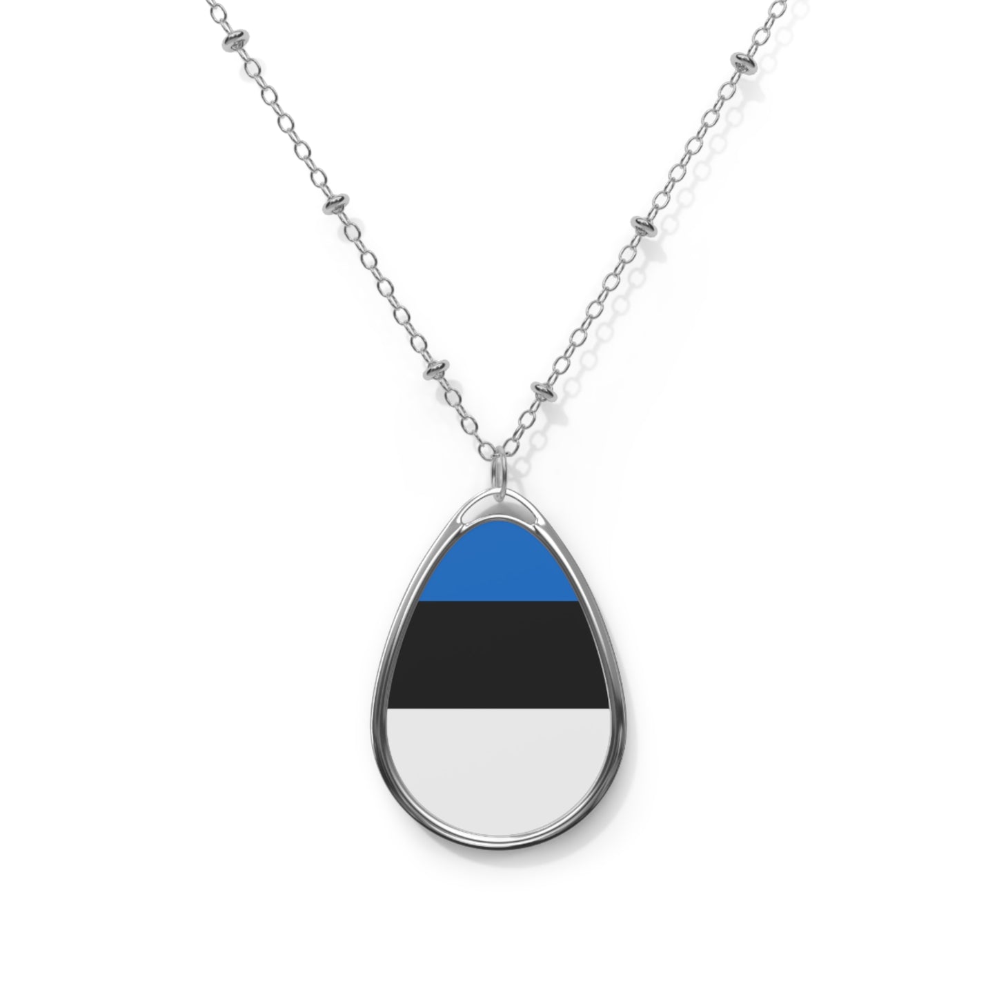 Estonia Flag Oval Necklace | Estonian Heritage Pendant | Rep Ya Flag