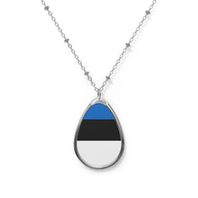 Estonia Flag Oval Necklace | Estonian Heritage Pendant | Rep Ya Flag