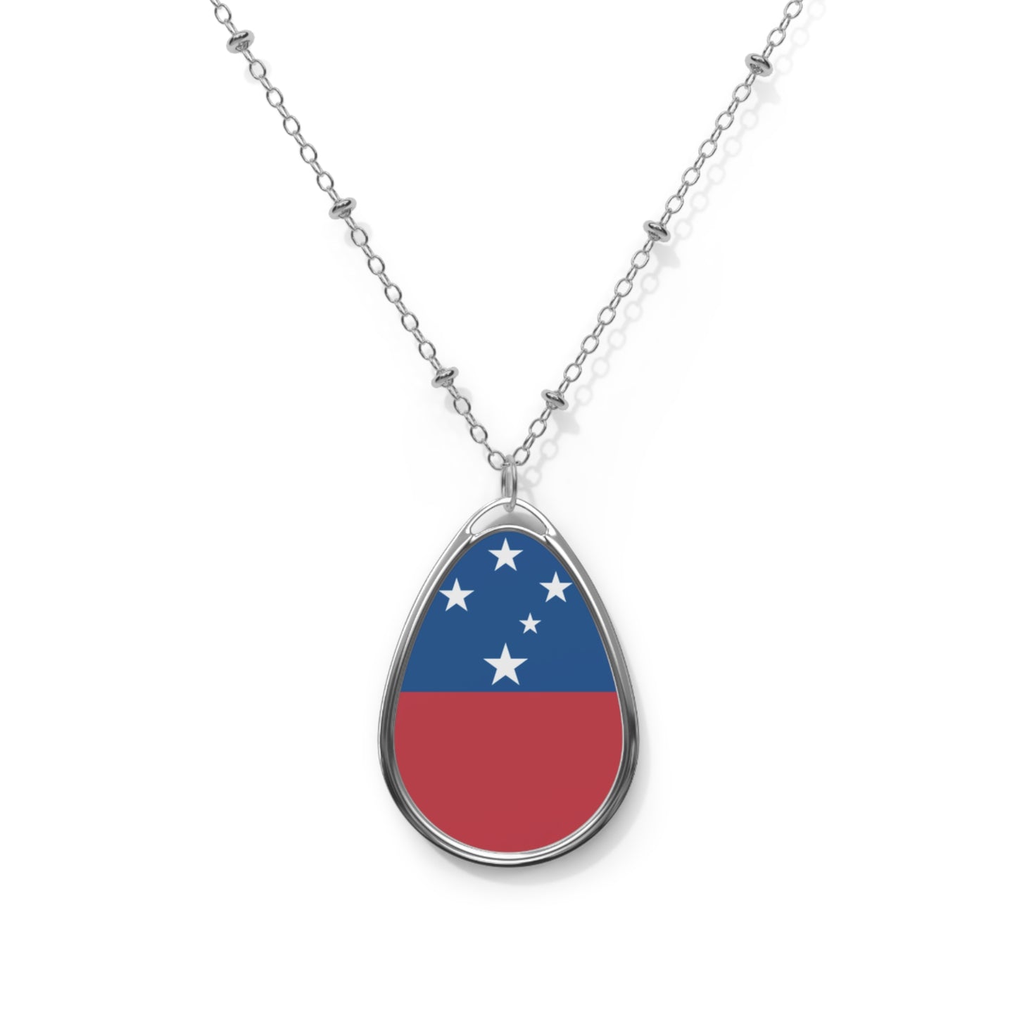 Samoa Flag Oval Necklace | Samoan Heritage Pendant | Rep Ya Flag