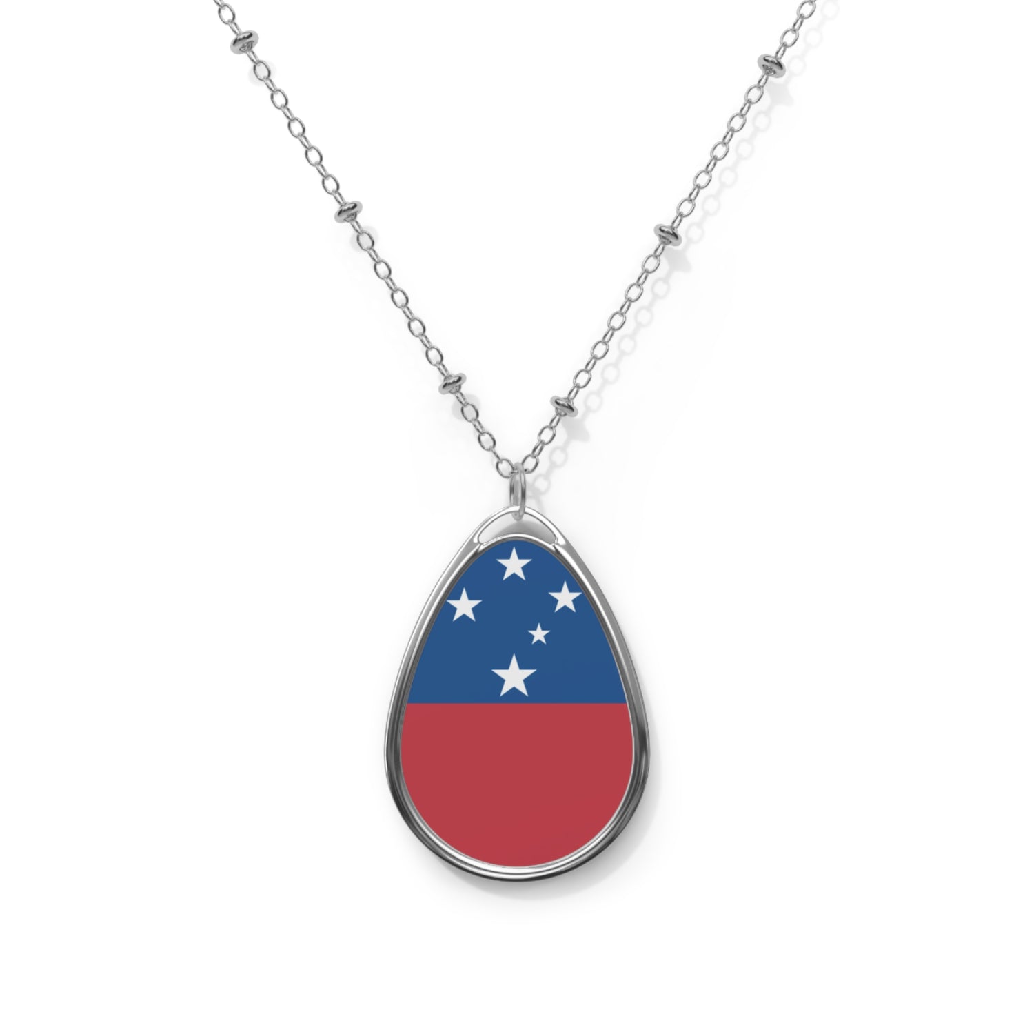 Samoa Flag Oval Necklace | Samoan Heritage Pendant | Rep Ya Flag