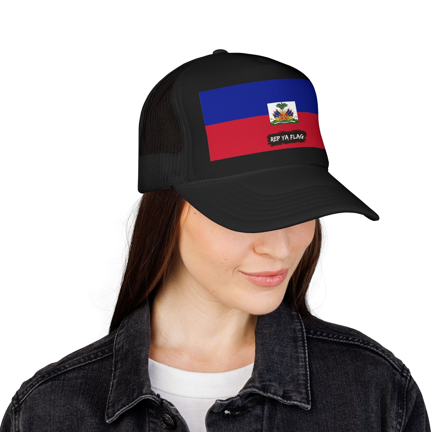 Haiti Flag Foam Trucker Hat | Haitian Pride Snapback Cap | Rep Ya Flag