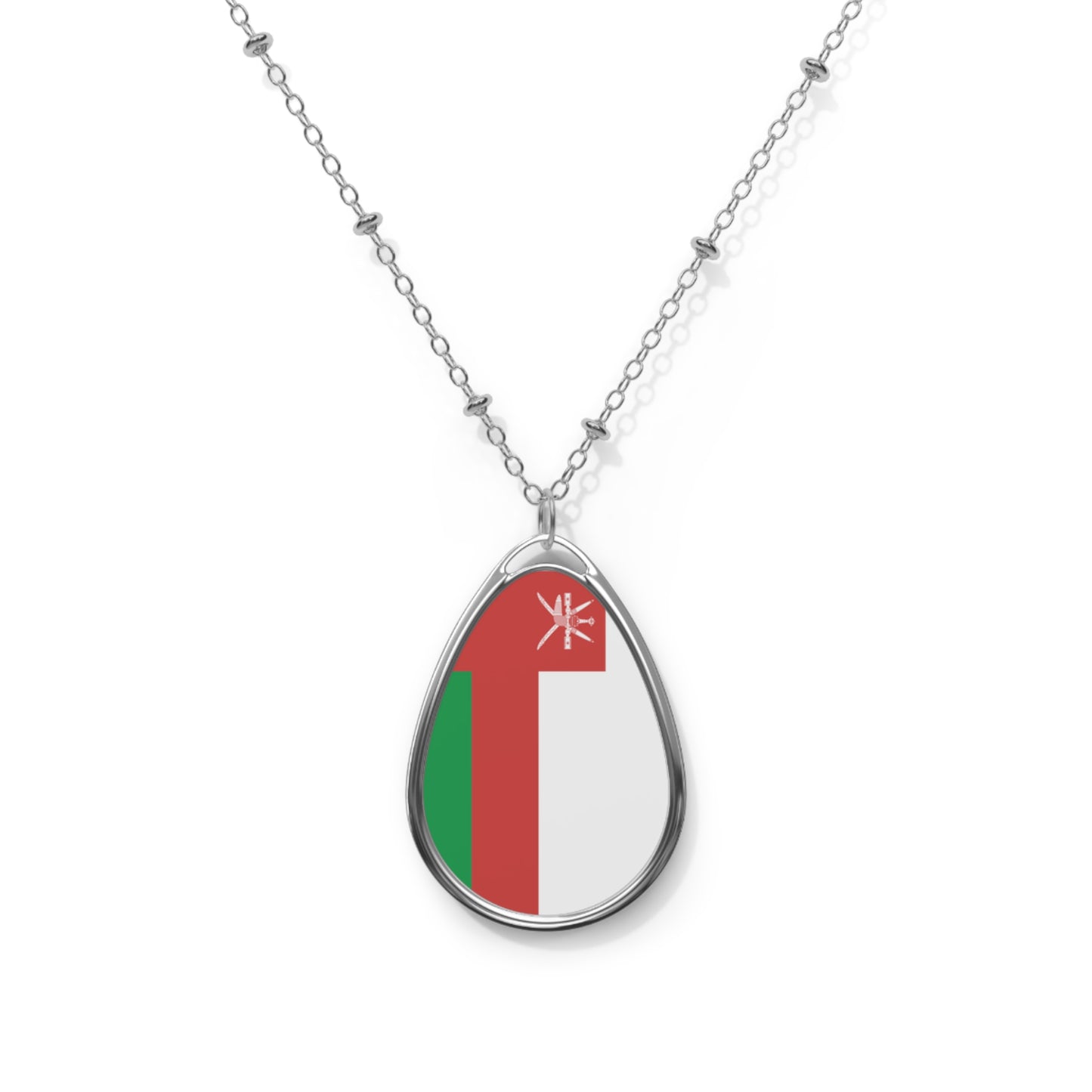Oman Flag Oval Necklace | Omani Heritage Pendant | Rep Ya Flag