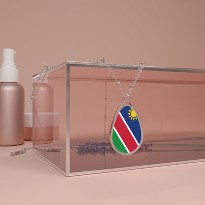 Namibia Flag Oval Necklace | Namibian Flag Pendant | Heritage Jewelry | Cultural Gift | Rep Ya Flag