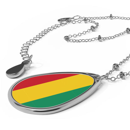 Guinea Flag Oval Necklace | Guinean Heritage Pendant | Rep Ya Flag