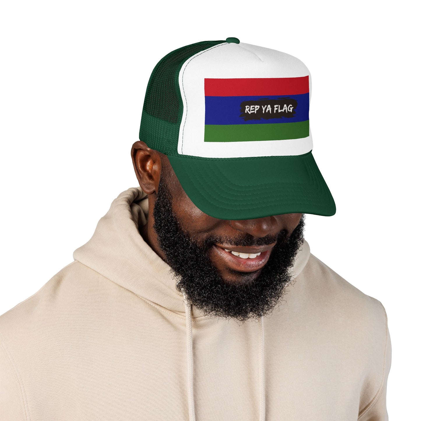Gambia Flag Foam Trucker Hat | Gambian Pride Snapback Cap | Rep Ya Flag