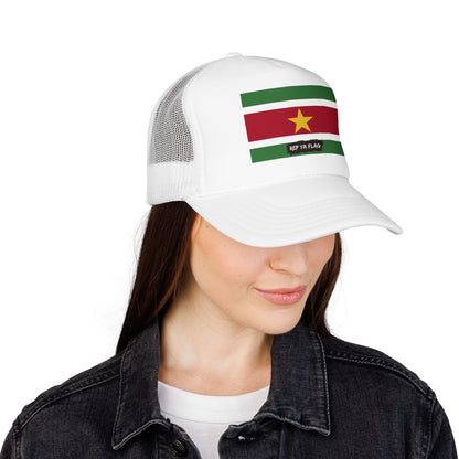 Suriname Flag Foam Trucker Hat | Rep Ya Flag design