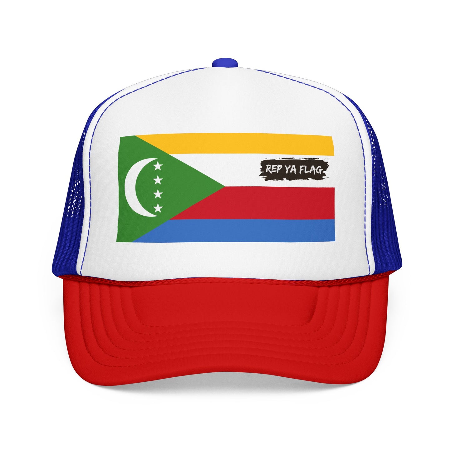 Comoros Flag Foam Trucker Hat | Comorian Pride Snapback Cap | Rep Ya Flag