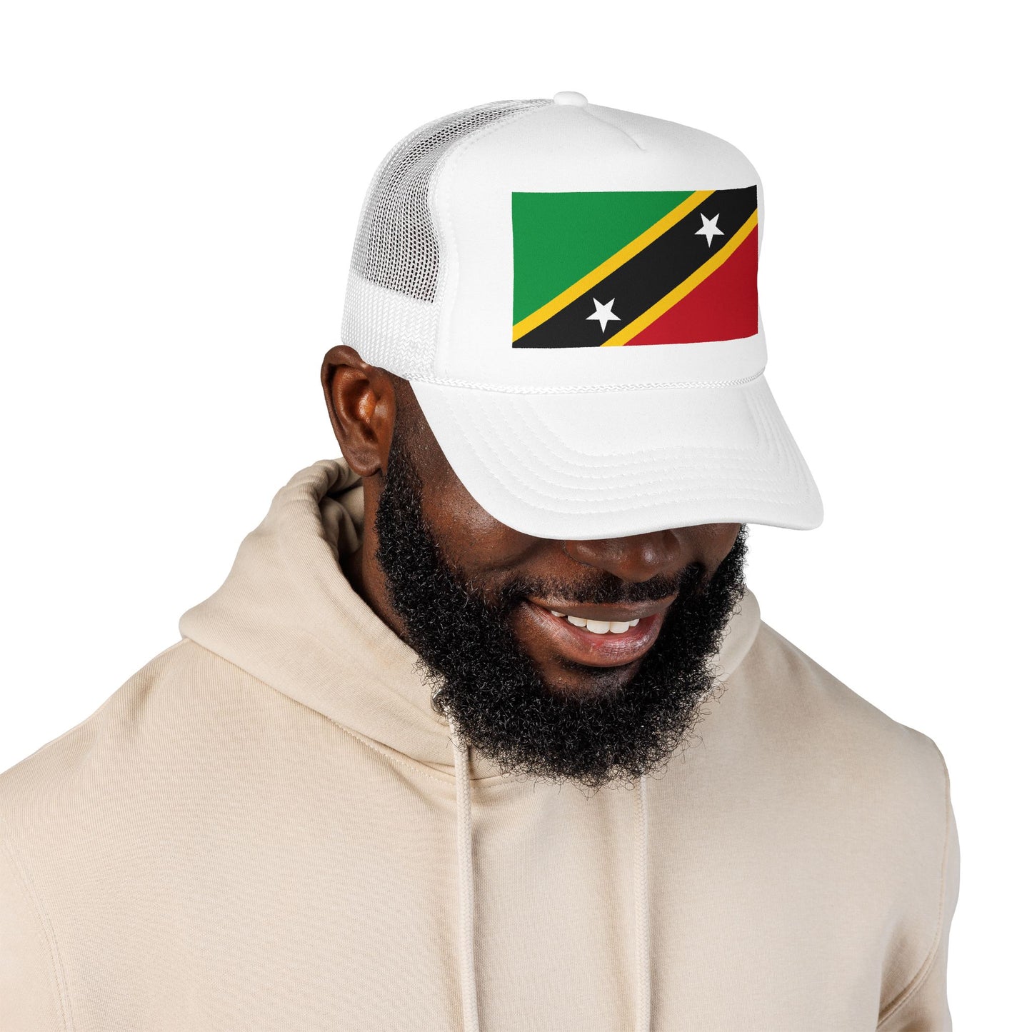 Saint Kitts and Nevis Flag Foam Trucker Hat | Kittitian & Nevisian Pride Snapback Cap | Rep Ya Flag