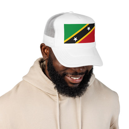 Saint Kitts and Nevis Flag Foam Trucker Hat | Kittitian & Nevisian Pride Snapback Cap | Rep Ya Flag